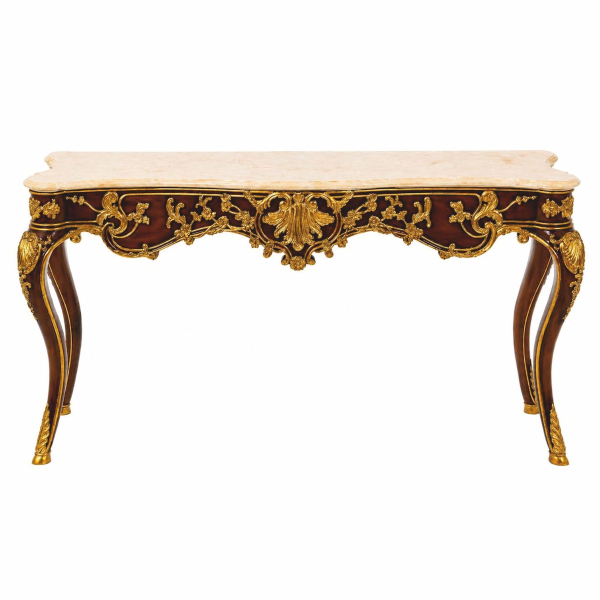 Casa-padrino-luxus-barock-konsole-dunkelbraun---gold---schwarz-155-x-45-x-h--80-cm-mahagoni-konsolentisch-mit-edlen-verzierungen-und-marmorplatte-moebel-im-barockstil-132011 6